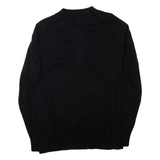 TOMMY HILFIGER Mens Jumper Black Button Neck Tight Knit XL