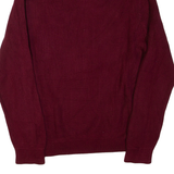 TOMMY HILFIGER Mens Heavy Knit Jumper Maroon Button Neck Chunky Knit L