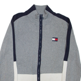 TOMMY HILFIGER Mens Patterned Jumper Grey High Neck Tight Knit L