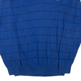 LACOSTE Mens Patterned Jumper Blue Striped V-Neck Tight Knit M