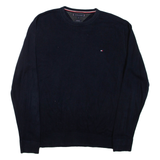 TOMMY HILFIGER Mens Jumper Blue Tight Knit XL
