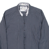 PIERRE CARDIN Mens Shirt Grey Striped Long Sleeve S