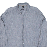 BOSS Mens Plain Shirt Grey Long Sleeve L