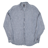 BOSS Mens Plain Shirt Grey Long Sleeve L