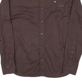 G-STAR Mens Plain Shirt Brown Long Sleeve M