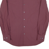 HUGO BOSS Slim Fit Mens Plain Shirt Maroon Long Sleeve M