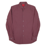 HUGO BOSS Slim Fit Mens Plain Shirt Maroon Long Sleeve M