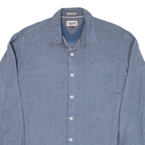 HILFIGER DENIM Mens Plain Shirt Blue Long Sleeve L