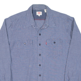 LEVI'S Mens Shirt Blue Check Long Sleeve S