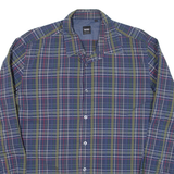 BOSS Mens Shirt Blue Check Long Sleeve L