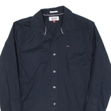 HILFIGER DENIM Slim Fit Mens Plain Shirt Black Long Sleeve S