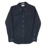 HILFIGER DENIM Slim Fit Mens Plain Shirt Black Long Sleeve S