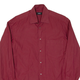 BOSS HUGO BOSS Mens Plain Shirt Red Long Sleeve M