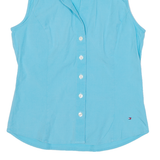 TOMMY HILFIGER Womens Plain Shirt Blue Sleeveless S