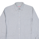 BARBADOS Mens Shirt Grey Striped Long Sleeve M
