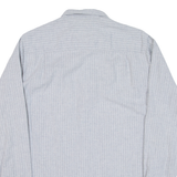 BARBADOS Mens Shirt Grey Striped Long Sleeve M