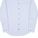 TOMMY HILFIGER Slim Fit Mens Plain Shirt Blue Long Sleeve M