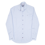 TOMMY HILFIGER Slim Fit Mens Plain Shirt Blue Long Sleeve M