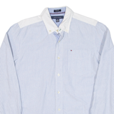 TOMMY HILFIGER Custom Fit Mens Shirt Blue Striped Long Sleeve S