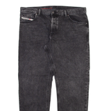 DISNEY Mens Jeans Grey Relaxed Tapered Stone Wash W38 L30