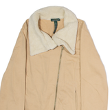LAUREN RALPH LAUREN Womens Flight Jacket Beige L