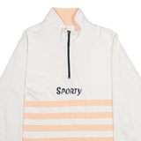 SPORTY Womens Sweatshirt White 1/4 Zip M