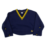 PUMA Womens Sweatshirt Blue V-Neck UK 8