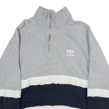 ADIDAS Womens Sweatshirt Grey 1/4 Zip UK 12