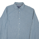 TOMMY HILFIGER Mens Shirt Blue Striped Long Sleeve 2XL