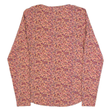 FAT FACE Womens Printed Top Pink V-Neck Long Sleeve Floral UK 12