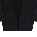 REISS Louisa Womens Cardigan Black Tight Knit 3/4 Sleeve S