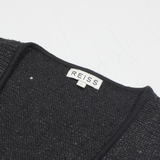 REISS Louisa Womens Cardigan Black Tight Knit 3/4 Sleeve S