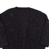 REISS Louisa Womens Cardigan Black Tight Knit 3/4 Sleeve S