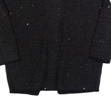 REISS Louisa Womens Cardigan Black Tight Knit 3/4 Sleeve S