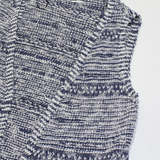 FAT FACE Womens Patterned Cardigan Blue Striped Button Neck Chunky Knit Sleeveless S