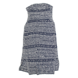 FAT FACE Womens Patterned Cardigan Blue Striped Button Neck Chunky Knit Sleeveless S