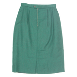 Womens Pencil Skirt Green Knee Length Houndstooth XS