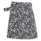 PARIS Belted Womens A-Line Skirt Black Midi Polka Dot M