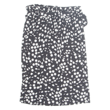 PARIS Belted Womens A-Line Skirt Black Midi Polka Dot M