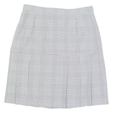 Womens Pleated Skirt White Knee Length Check M