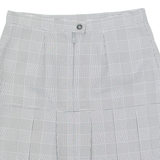 Womens Pleated Skirt White Knee Length Check M