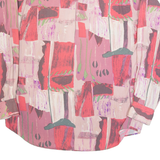 CAMEL COLLECTIONS Womens Shirt Pink Button Neck Long Sleeve Crazy Pattern S