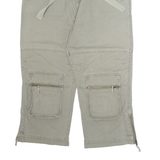 AUTHENTIC 3/4 Cargo Mens Trousers Green Loose Wide-Leg W34 L24