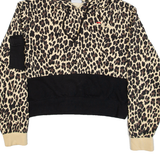 FILA Cropped Animal Print Womens Brown Hoodie L