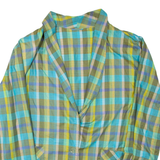 Womens Printed Blouse Green V-Neck Long Sleeve Check XL