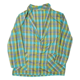 Womens Printed Blouse Green V-Neck Long Sleeve Check XL