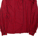 JEAN CLAIRE Womens Printed Shirt Red Collared Long Sleeve Viscose Check L