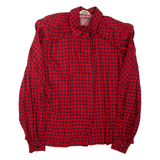 JEAN CLAIRE Womens Printed Shirt Red Collared Long Sleeve Viscose Check L
