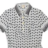 Womens Printed Shirt Black Collared Geometric L