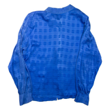 Womens Printed Shirt Blue Collared Long Sleeve L
